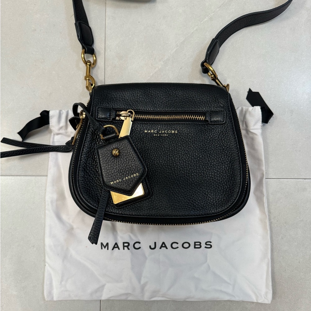 Marc Jacobs Black Leather Small Recruit Nomad Saddle Crossbody Bag